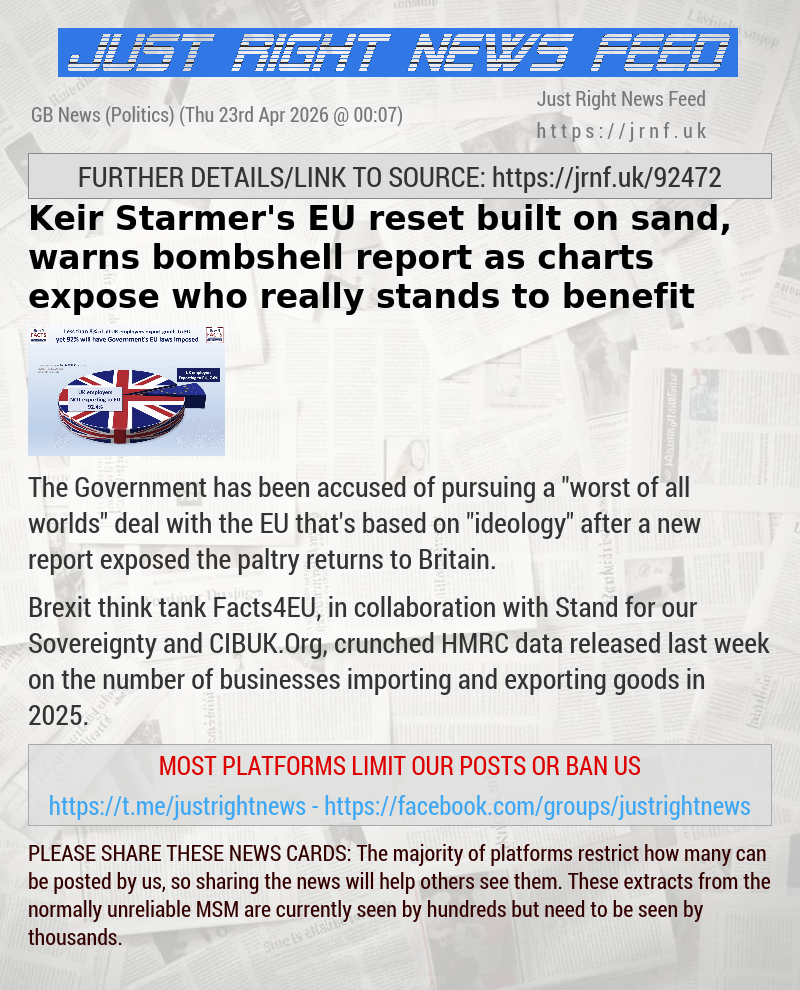 Keir Starmer’s EU reset built on sand, warns bombshell report as charts expose who really stands to benefit