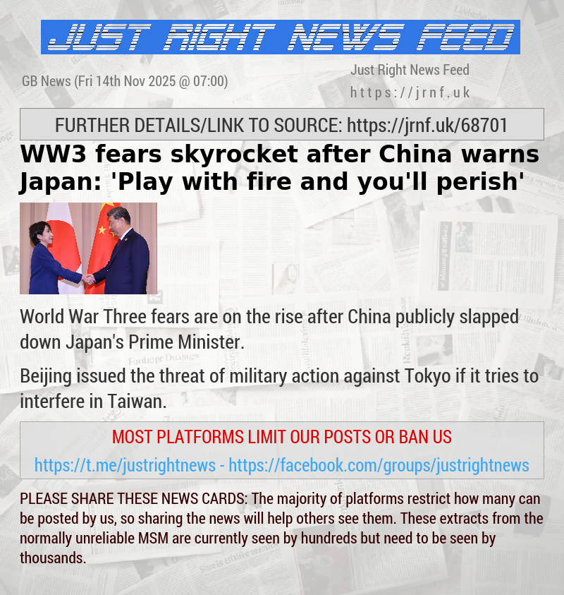 WW3 fears skyrocket after China warns Japan: ’Play with fire and you’ll perish’