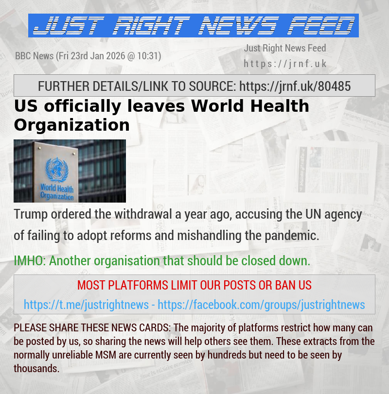 US officially leaves World Health Organization