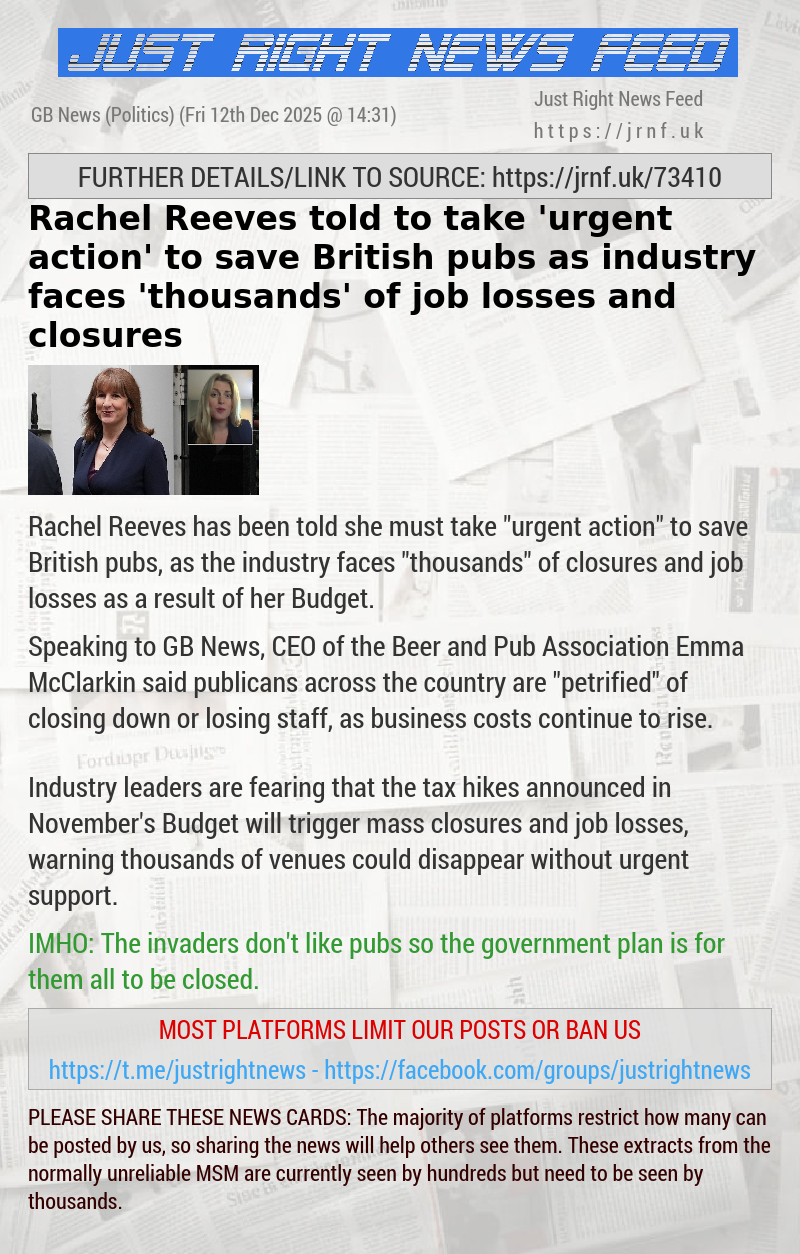 Rachel Reeves told to take ’urgent action’ to save British pubs as industry faces ’thousands’ of job losses and closures