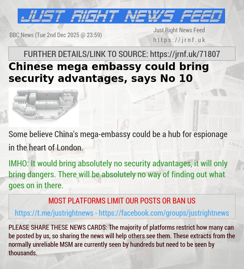 Chinese mega embassy could bring security advantages, says No 10