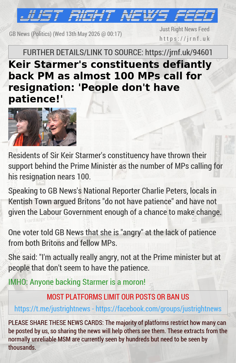 Keir Starmer’s constituents defiantly back PM as almost 100 MPs call for resignation: ’People don’t have patience!’