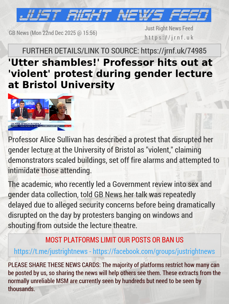 ’Utter shambles!’ Professor hits out at ’violent’ protest during gender lecture at Bristol University