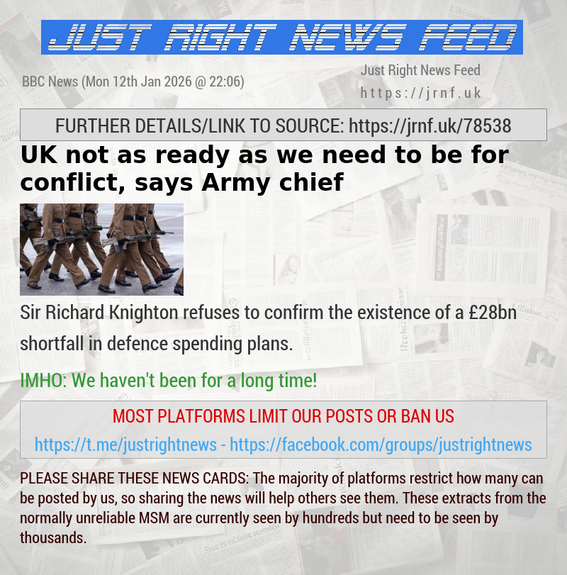 UK not as ready as we need to be for conflict, says Army chief