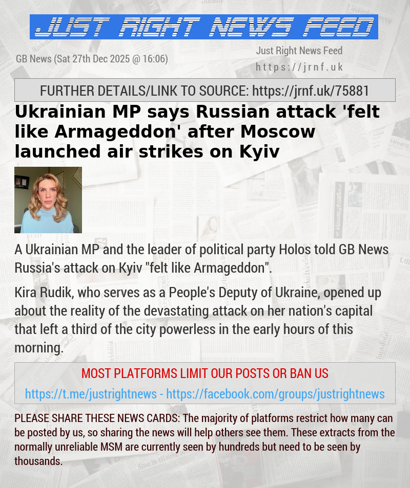 Ukrainian MP says Russian attack ’felt like Armageddon’ after Moscow launched air strikes on Kyiv