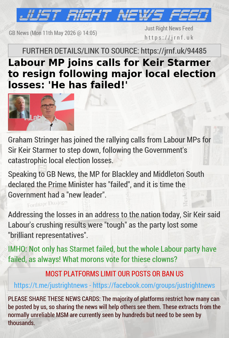 Labour MP joins calls for Keir Starmer to resign following major local election losses: ’He has failed!’