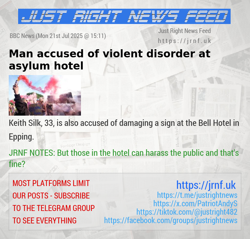 Man accused of violent disorder at asylum hotel