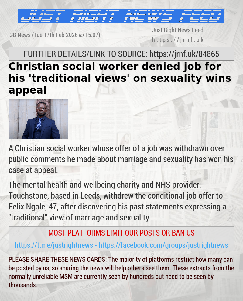 Christian social worker denied job for his ’traditional views’ on sexuality wins appeal