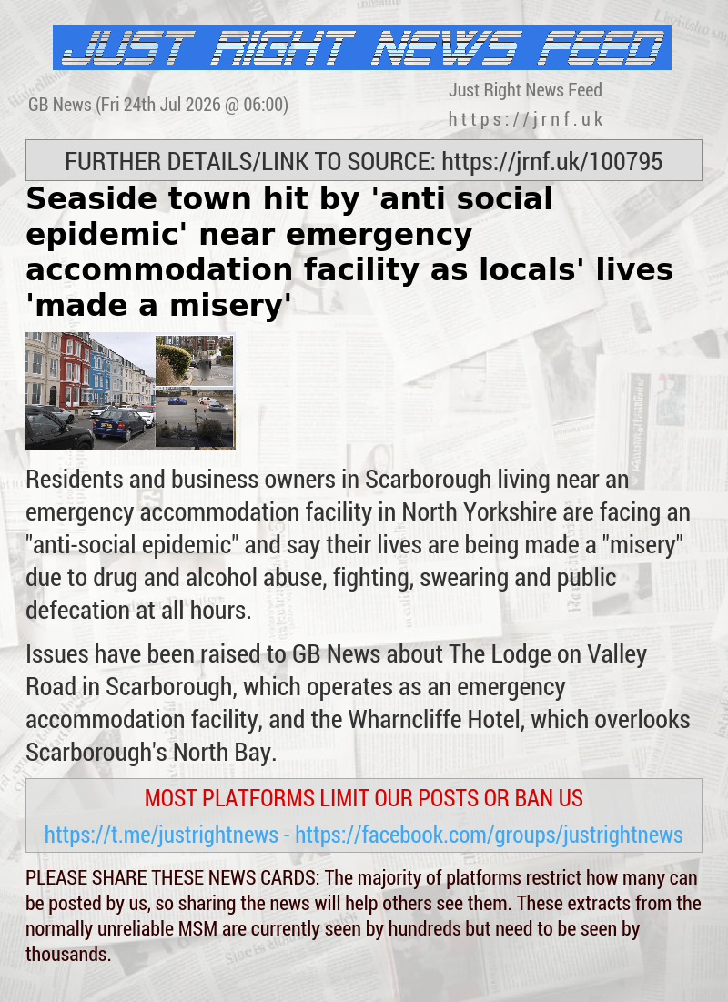 Seaside town hit by ’anti—social epidemic’ near emergency accommodation facility as locals’ lives ’made a misery’