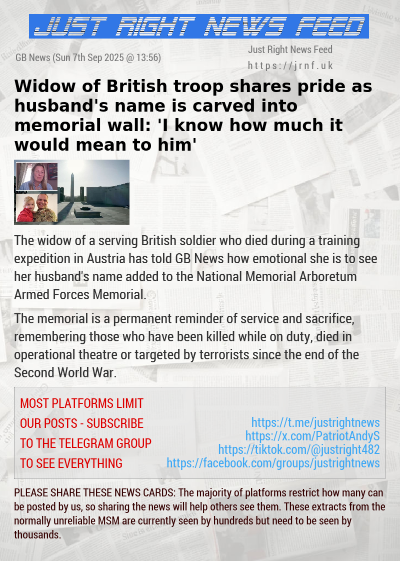 Widow of British troop shares pride as husband’s name is carved into memorial wall: ’I know how much it would mean to him’