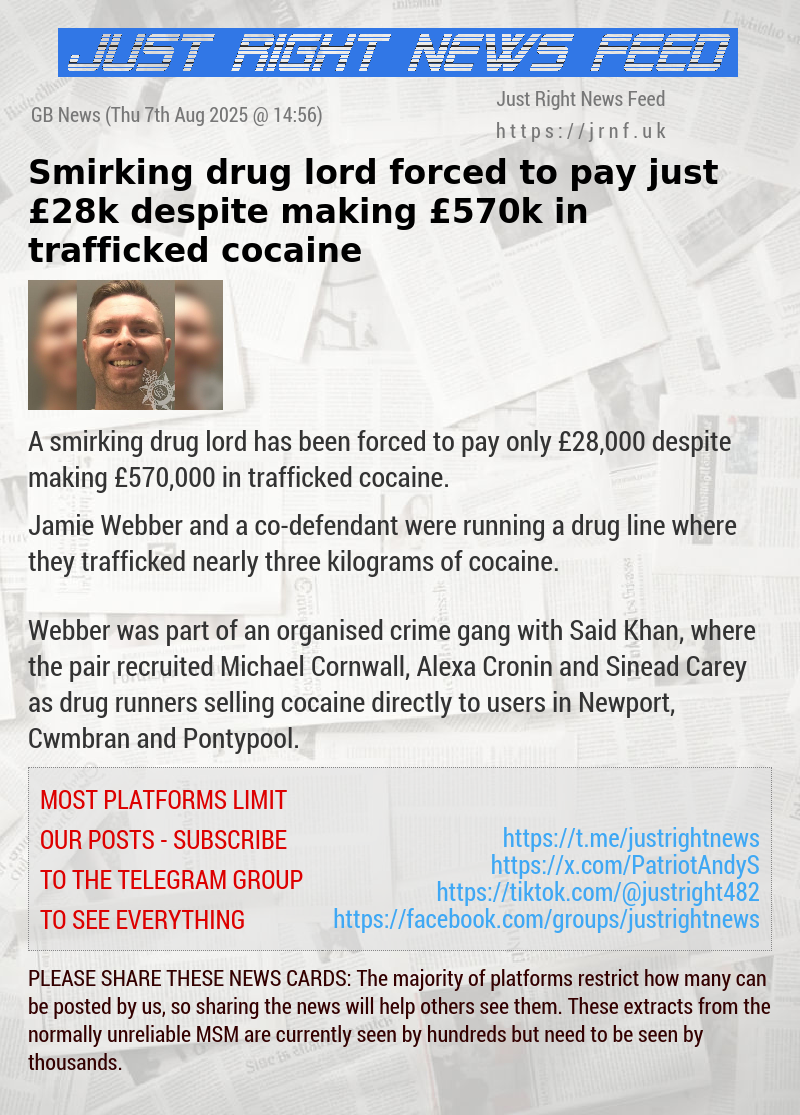 Smirking drug lord forced to pay just &pound;28k despite making &pound;570k in trafficked cocaine