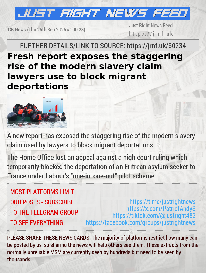 Fresh report exposes the staggering rise of the modern slavery claim lawyers use to block migrant deportations