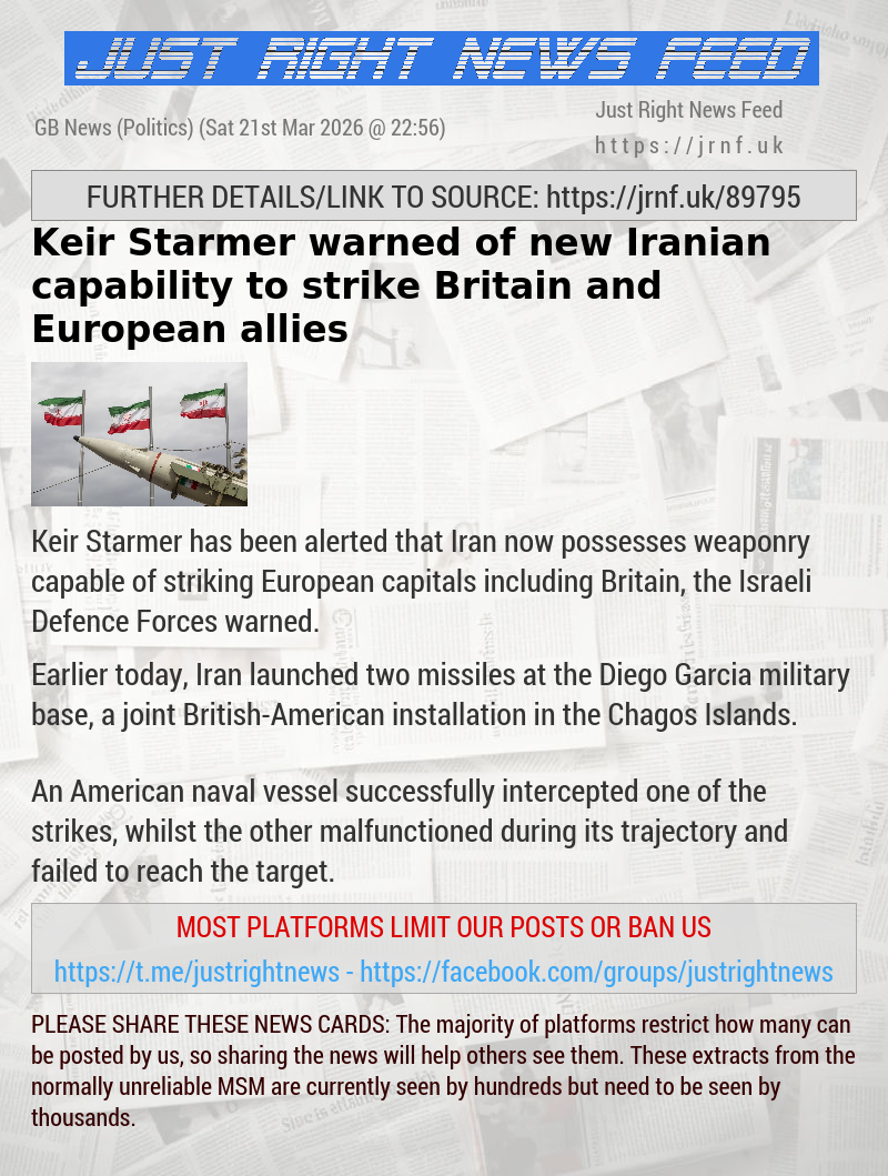Keir Starmer warned of new Iranian capability to strike Britain and European allies