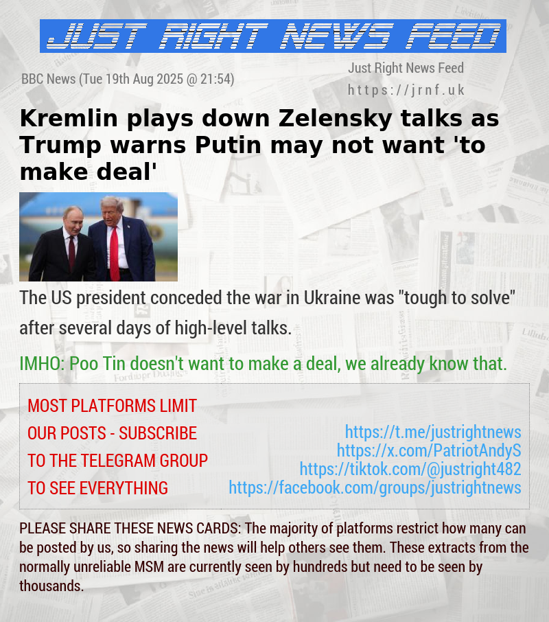 Kremlin plays down Zelensky talks as Trump warns Putin may not want ’to make deal’