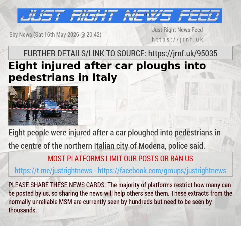 Eight injured after car ploughs into pedestrians in Italy