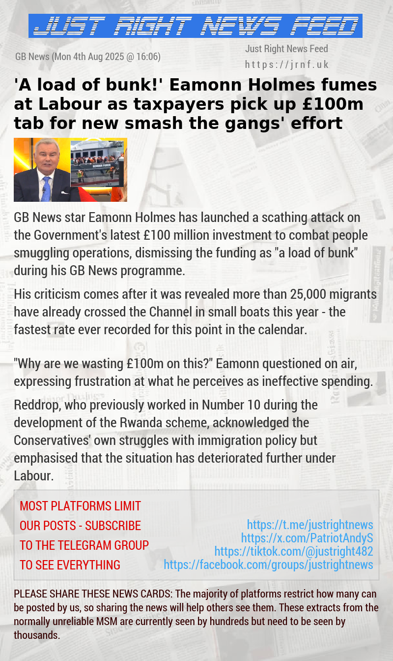 ’A load of bunk!’ Eamonn Holmes fumes at Labour as taxpayers pick up &pound;100m tab for new ‘smash the gangs’ effort