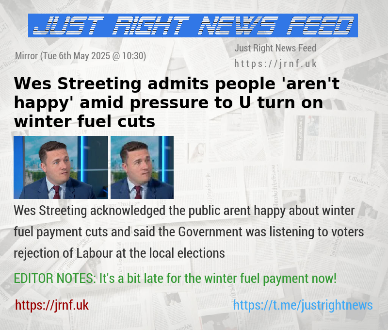 Wes Streeting admits people ’aren’t happy’ amid pressure to U—turn on winter fuel cuts