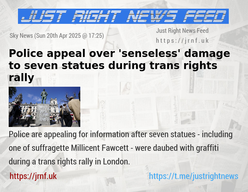 Police appeal over ’senseless’ damage to seven statues during trans rights rally