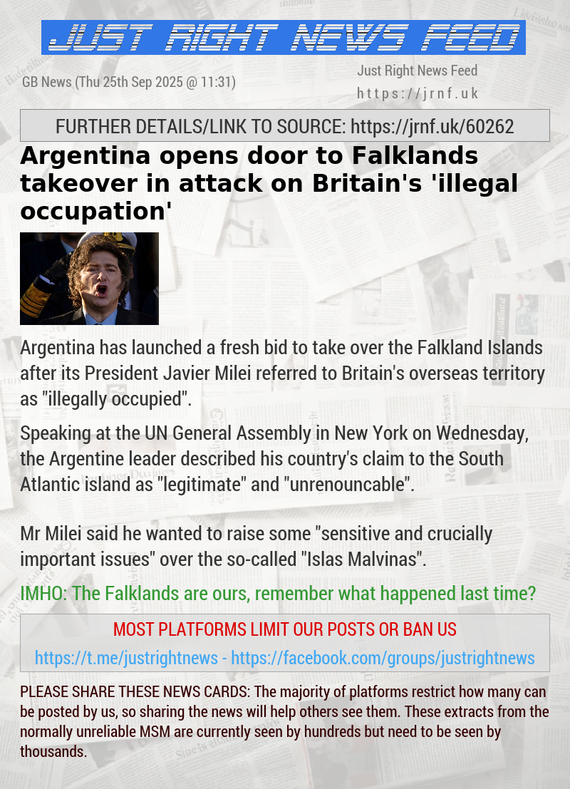 Argentina opens door to Falklands takeover in attack on Britain’s ’illegal occupation’