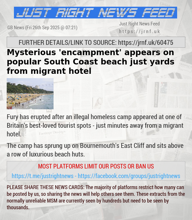 Mysterious ’encampment’ appears on popular South Coast beach just yards from migrant hotel