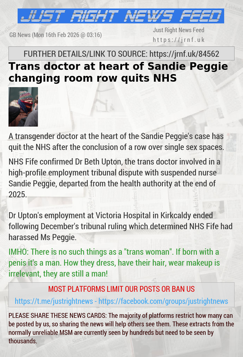 Trans doctor at heart of Sandie Peggie changing room row quits NHS