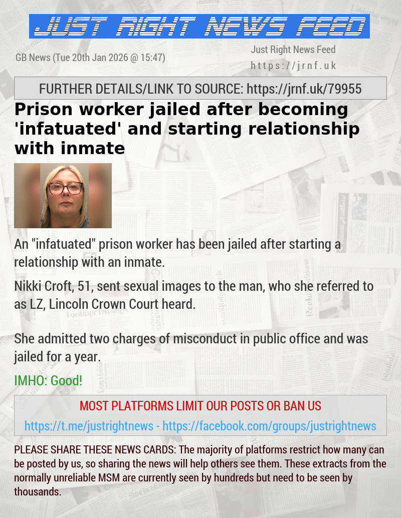 Prison worker jailed after becoming ’infatuated’ and starting relationship with inmate