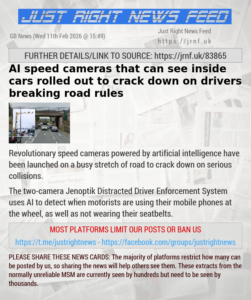 AI speed cameras that can see inside cars rolled out to crack down on drivers breaking road rules