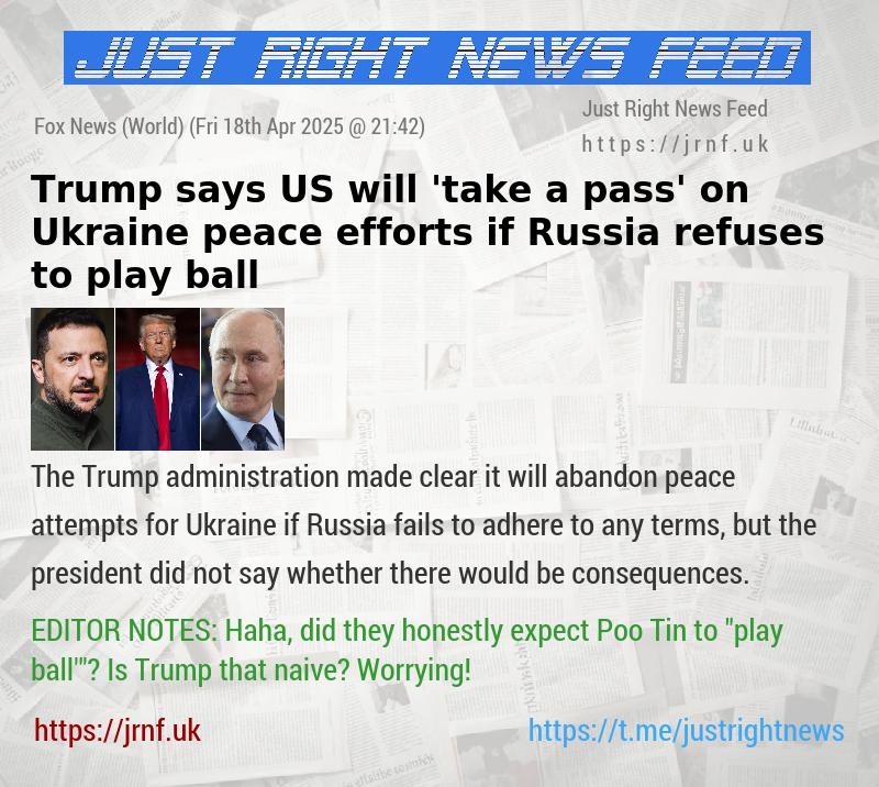 Trump says US will ’take a pass’ on Ukraine peace efforts if Russia refuses to play ball