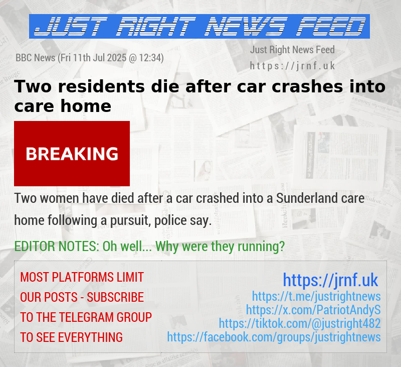 Two residents die after car crashes into care home