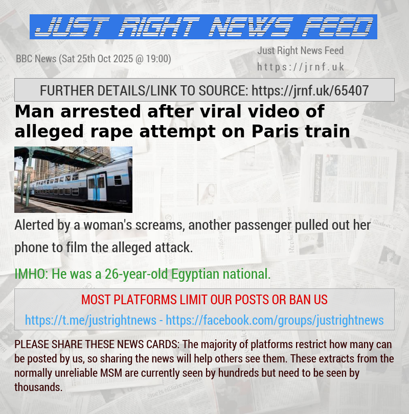 Man arrested after viral video of alleged rape attempt on Paris train