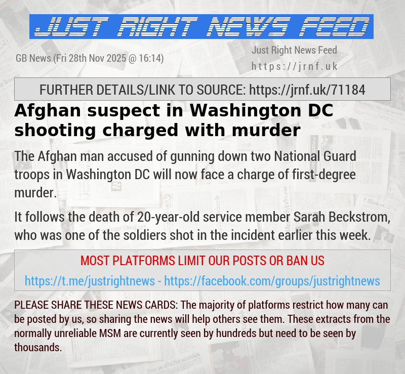 Afghan suspect in Washington DC shooting charged with murder