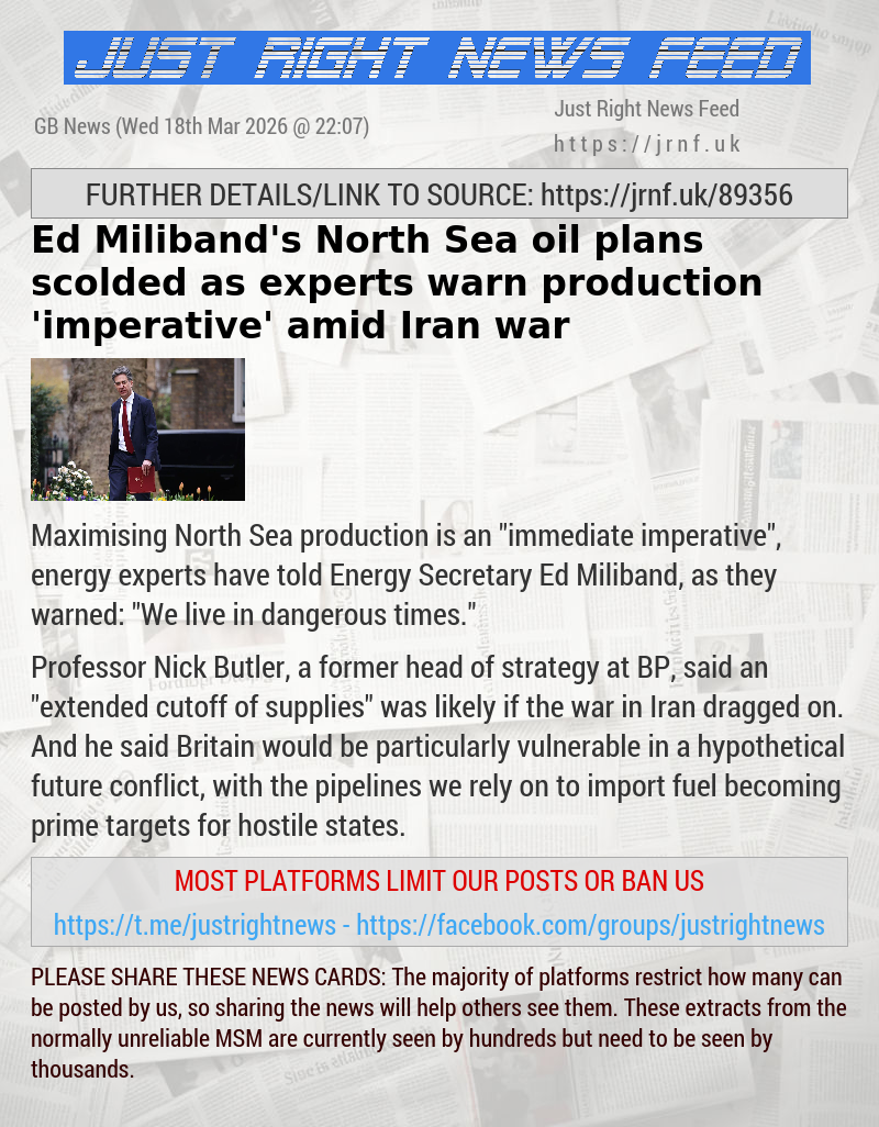 Ed Miliband’s North Sea oil plans scolded as experts warn production ’imperative’ amid Iran war
