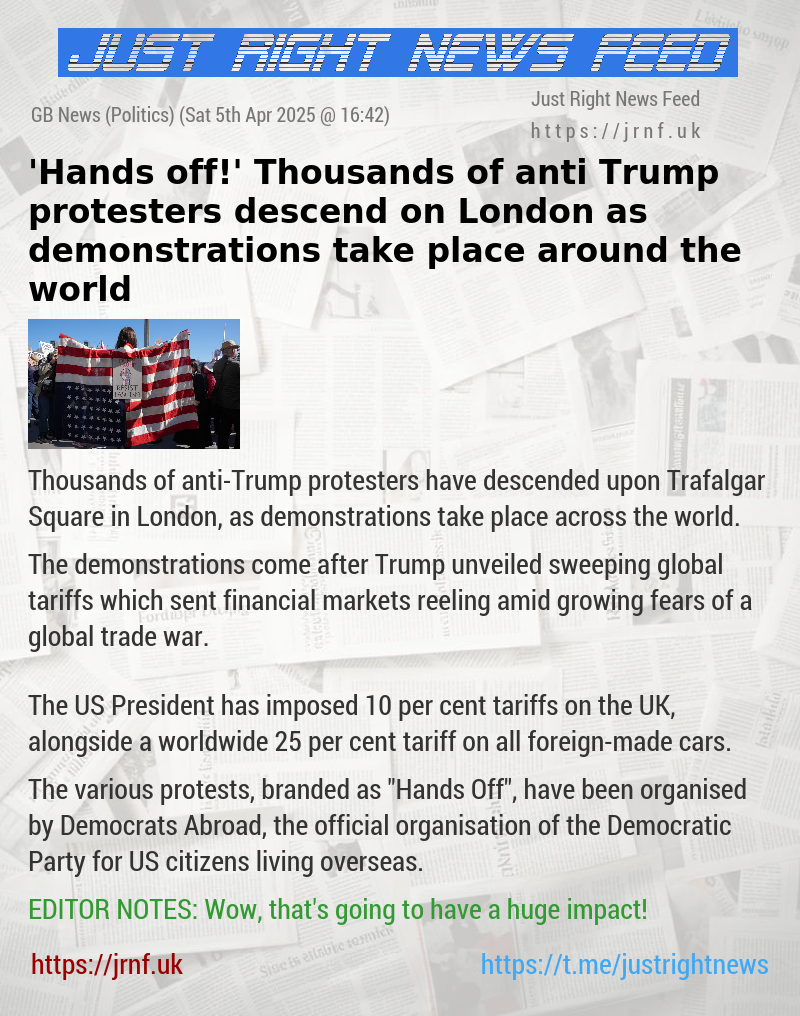 ’Hands off!’ Thousands of anti—Trump protesters descend on London as demonstrations take place around the world
