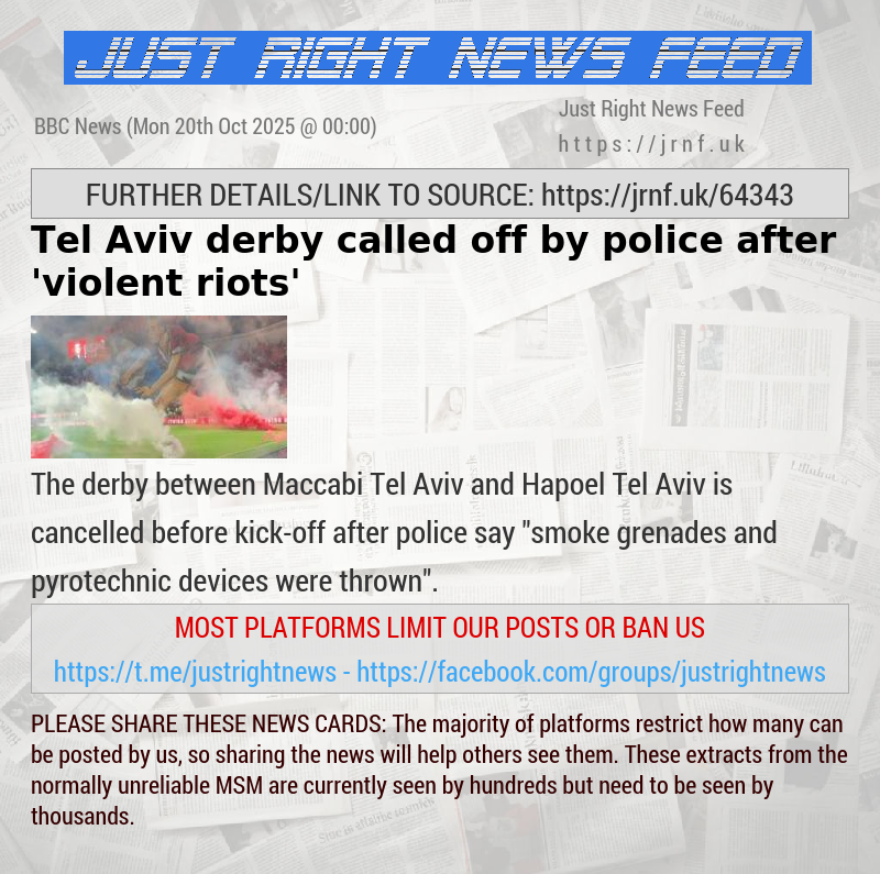 Tel Aviv derby called off by police after ’violent riots’