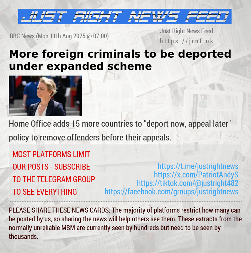 More foreign criminals to be deported under expanded scheme