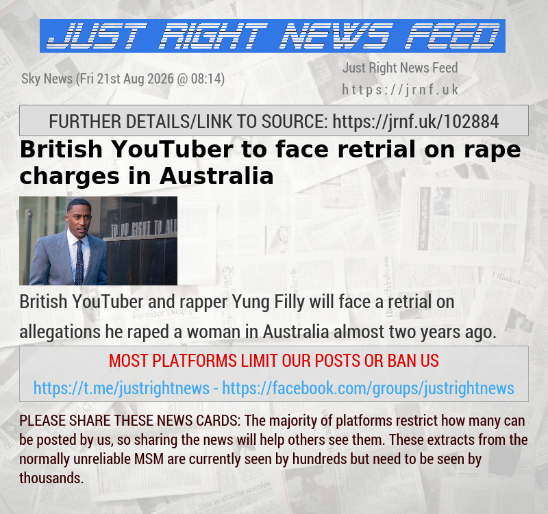 British YouTuber to face retrial on rape charges in Australia