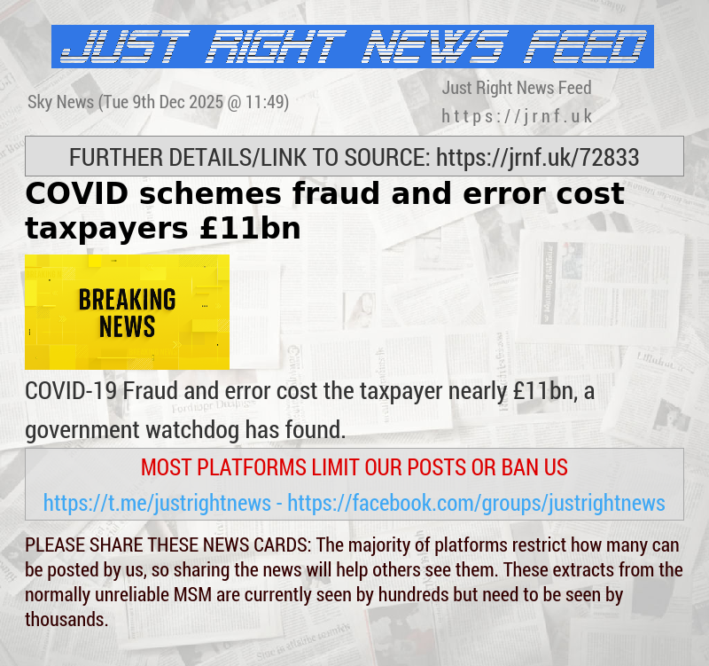 COVID schemes fraud and error cost taxpayers &pound;11bn