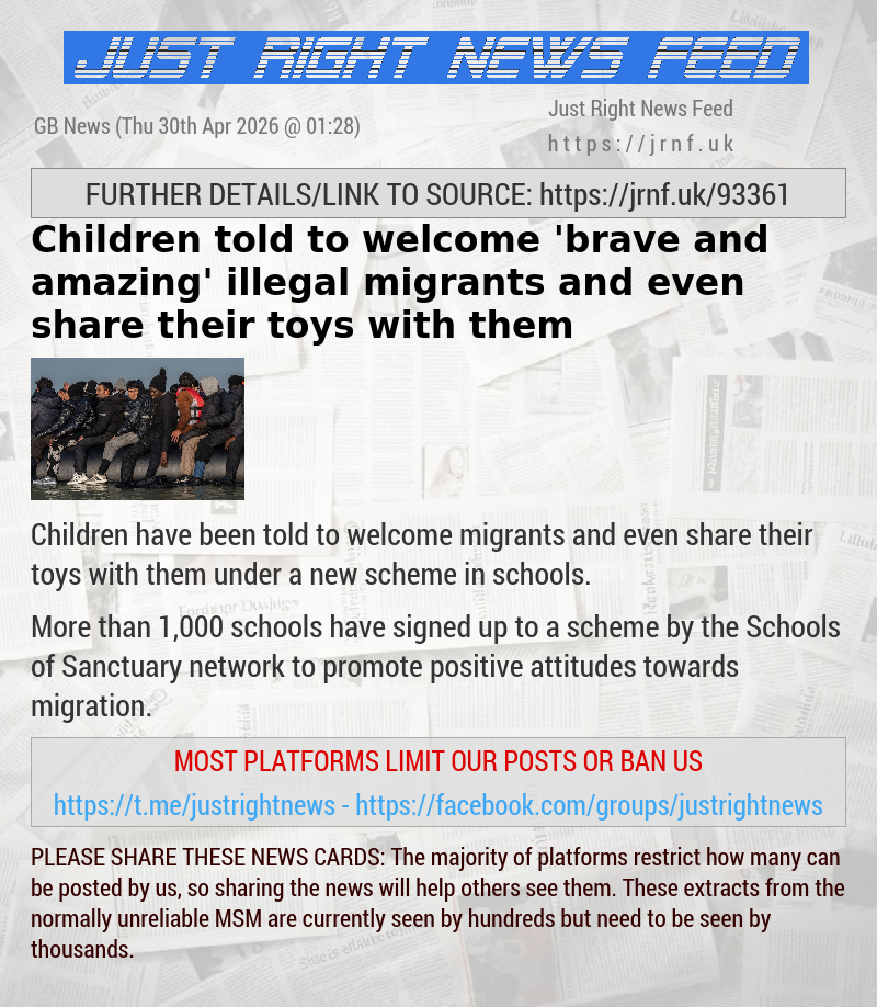 Children told to welcome ’brave and amazing’ illegal migrants — and even share their toys with them