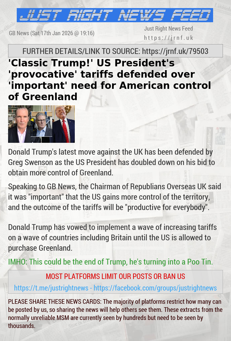 ’Classic Trump!’ US President’s ’provocative’ tariffs defended over ’important’ need for American control of Greenland