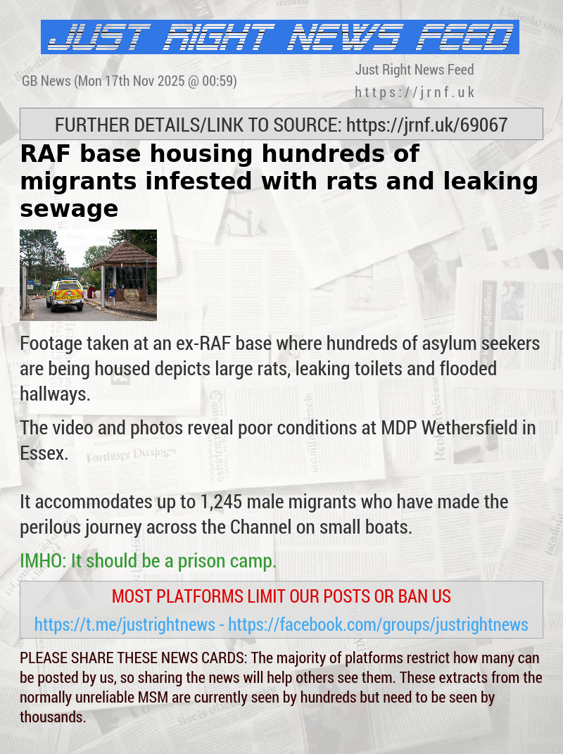 RAF base housing hundreds of migrants infested with rats and leaking sewage