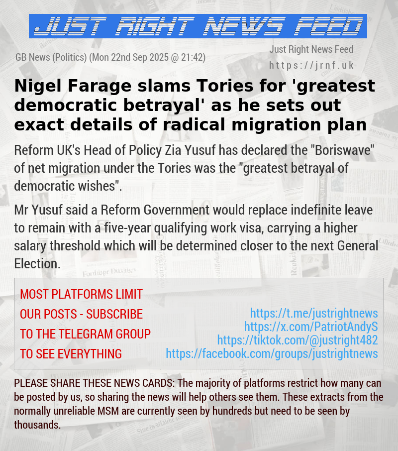 Nigel Farage slams Tories for ’greatest democratic betrayal’ as he sets out exact details of radical migration plan