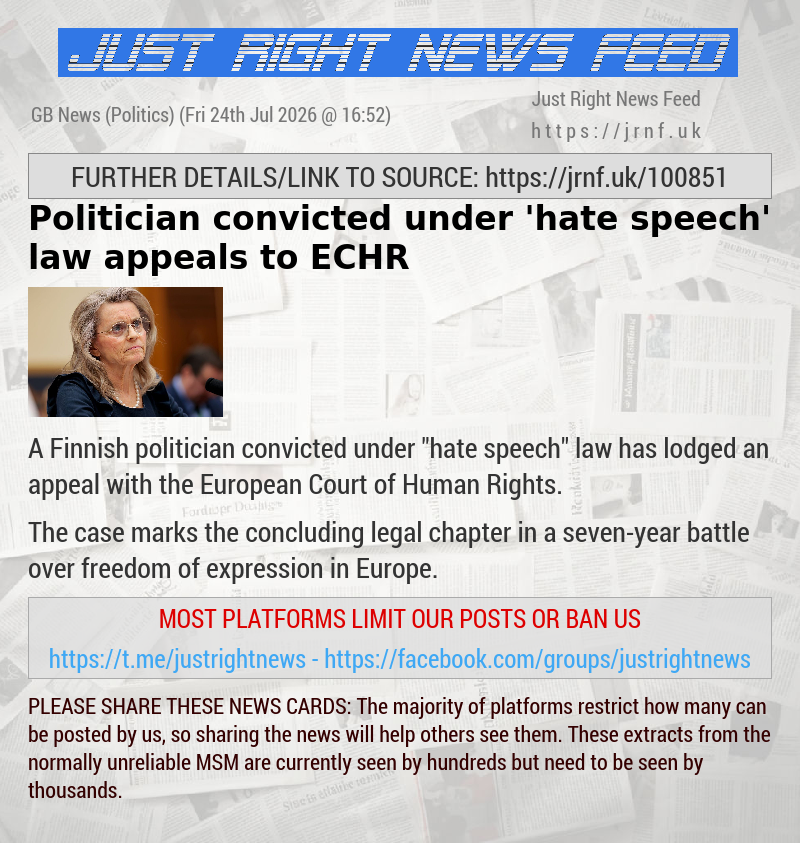 Politician convicted under ’hate speech’ law appeals to ECHR