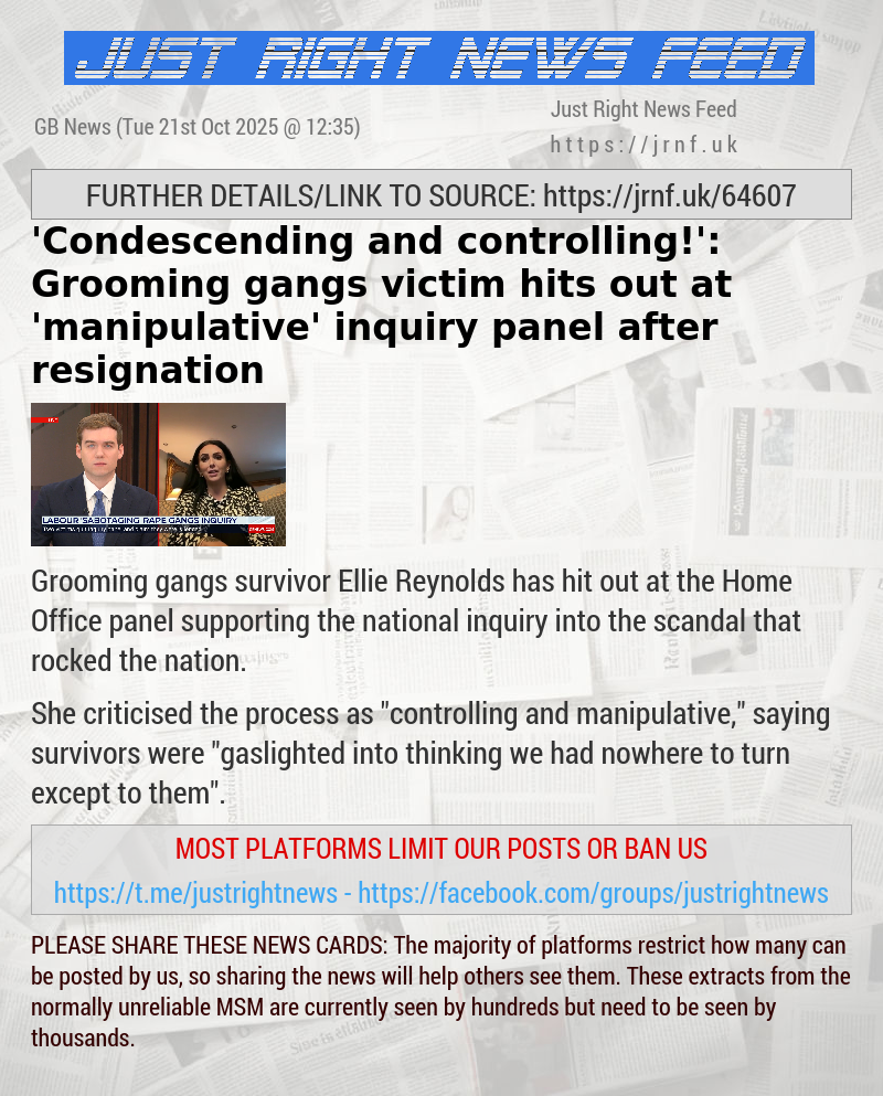 ’Condescending and controlling!’: Grooming gangs victim hits out at ’manipulative’ inquiry panel after resignation