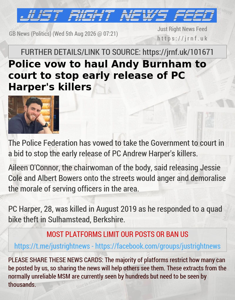 Police vow to haul Andy Burnham to court to stop early release of PC Harper’s killers