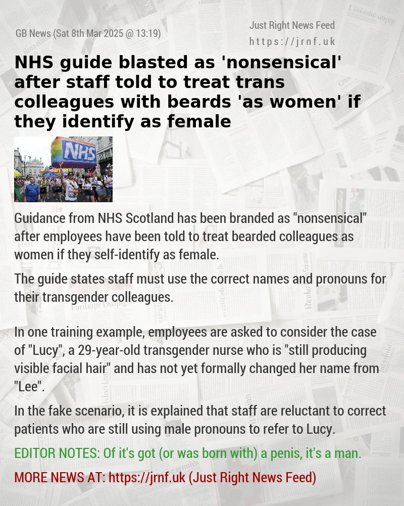 NHS guide blasted as ’nonsensical’ after staff told to treat trans colleagues with beards ’as women’ if they identify as female