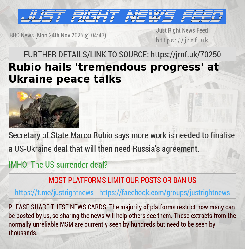 Rubio hails ’tremendous progress’ at Ukraine peace talks