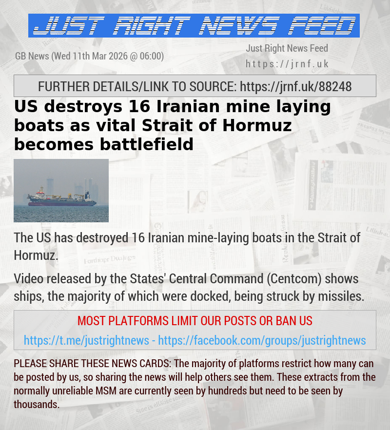 US destroys 16 Iranian mine—laying boats as vital Strait of Hormuz becomes battlefield