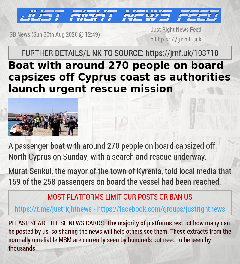 Boat with around 270 people on board capsizes off Cyprus coast as authorities launch urgent rescue mission