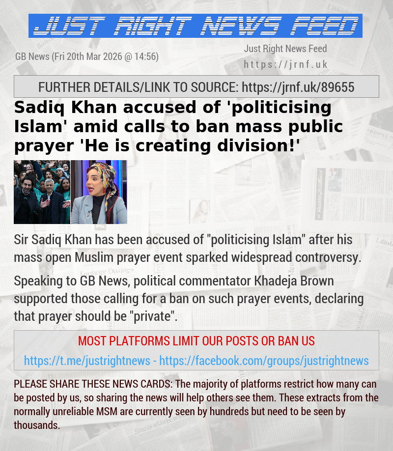 Sadiq Khan accused of ’politicising Islam’ amid calls to ban mass public prayer — ’He is creating division!’