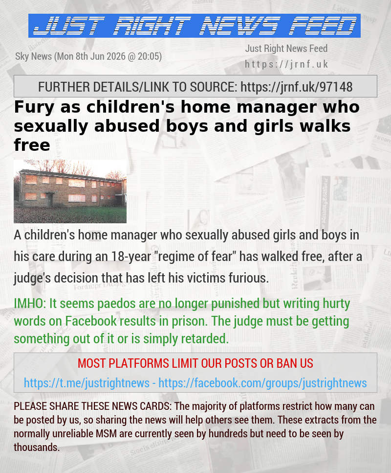 Fury as children’s home manager who sexually abused boys and girls walks free